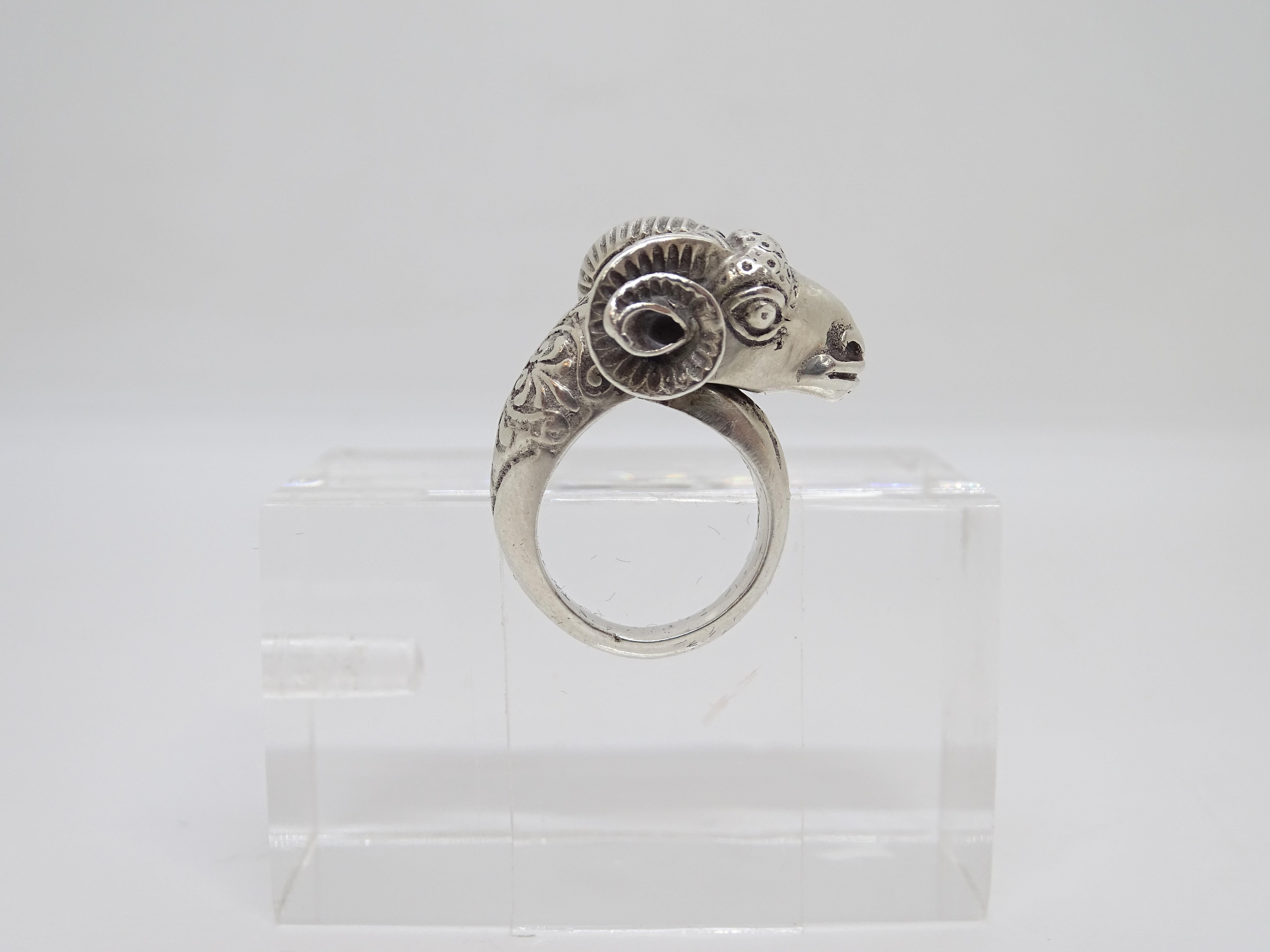 da uomo o donna Anello greco d'epoca in argento 925 Testa di ariete in vendita
