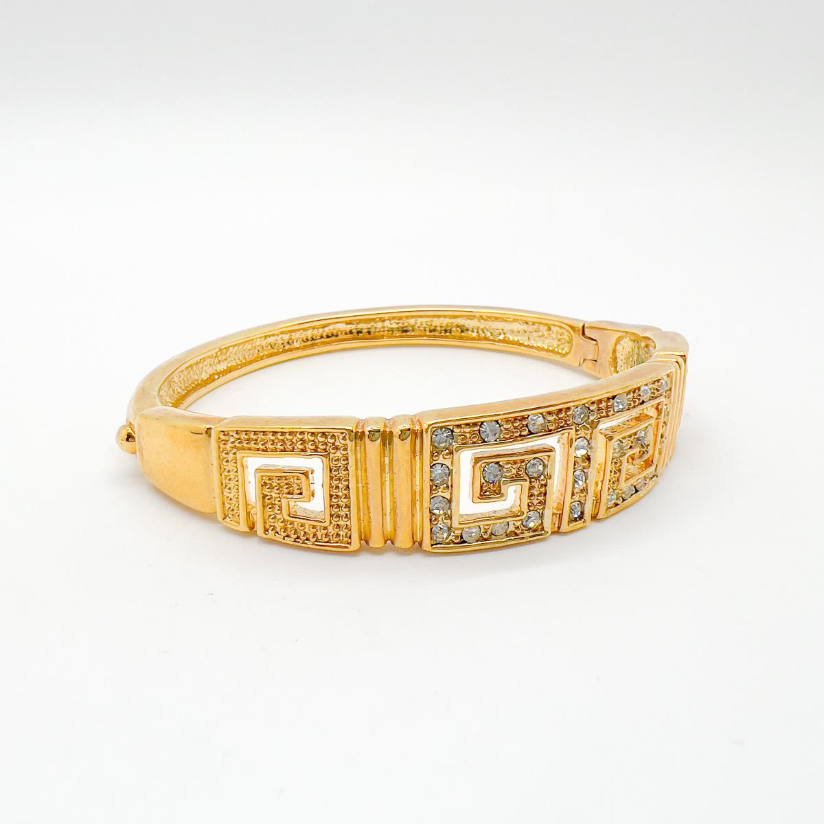 Vintage Greek Key Design Bangle 1990s In Good Condition For Sale In Wilmslow, GB