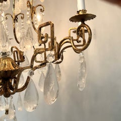 Vintage Greek Key Gold Leaf Metal frame with all Natural Rock Crystal