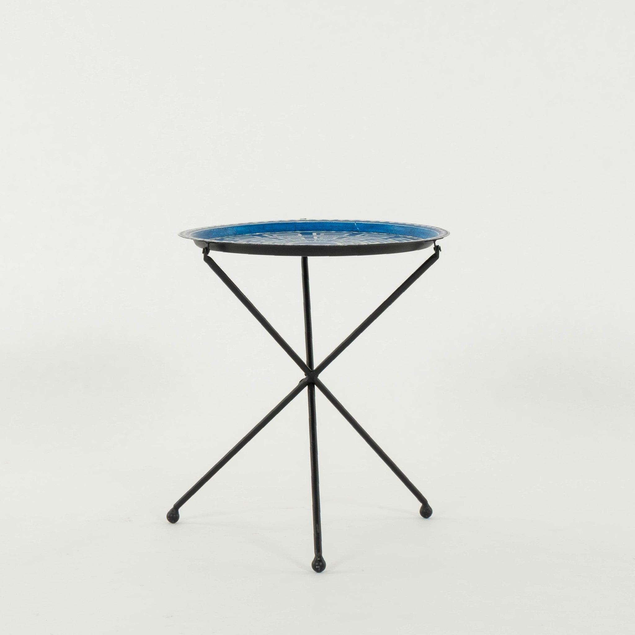 Table d'appoint en fer avec clé grecque Bon état - En vente à Houston, TX