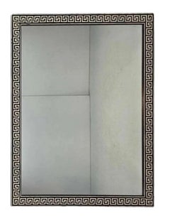 Vintage Greek Key Meander Framed Wall Mirror, Black and Ivory