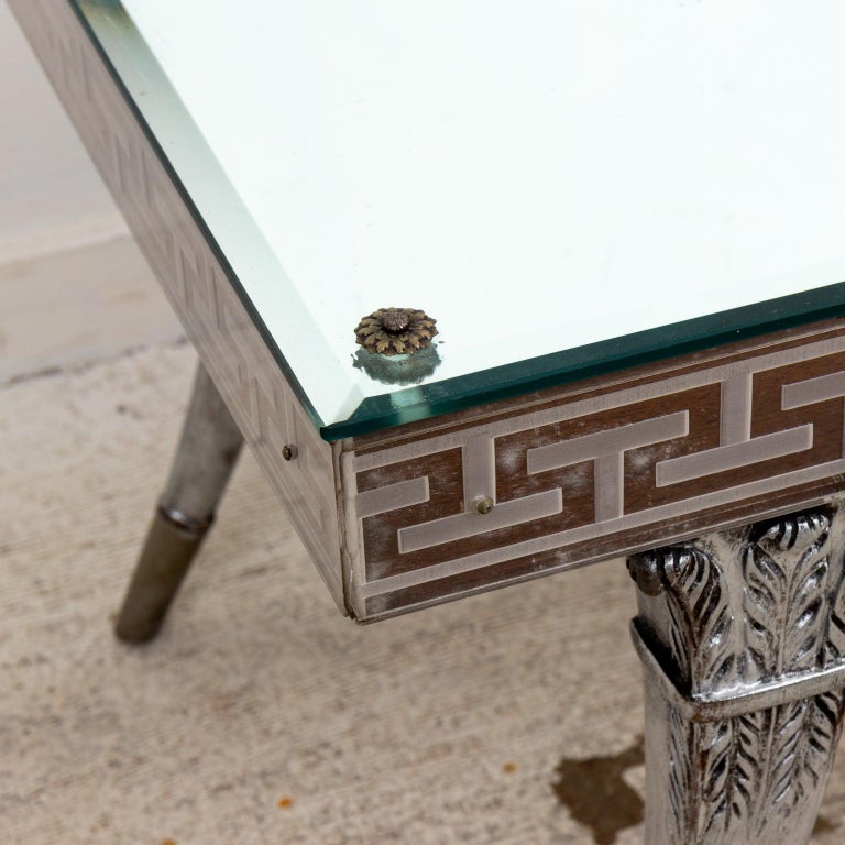 Vintage Greek Key Mirrored Coffee Table For Sale at 1stDibs