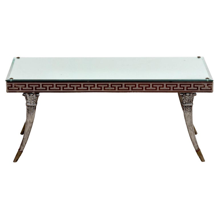 Vintage Greek Key Mirrored Coffee Table For Sale at 1stDibs