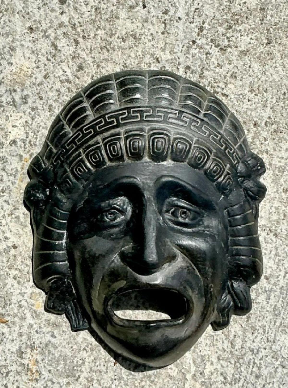 20ième siècle Plaque grecque vintage visage en terre cuite en vente