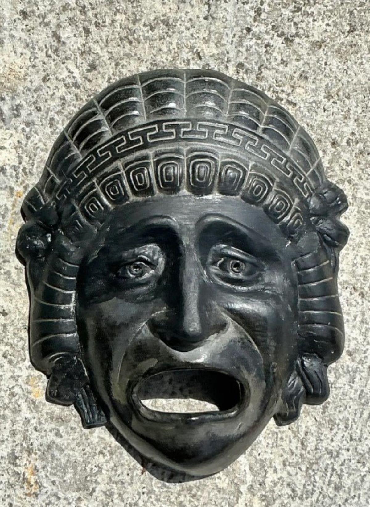 Terre cuite Plaque grecque vintage visage en terre cuite en vente