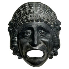Vintage Greek Key Terra Cotta Face Plaque