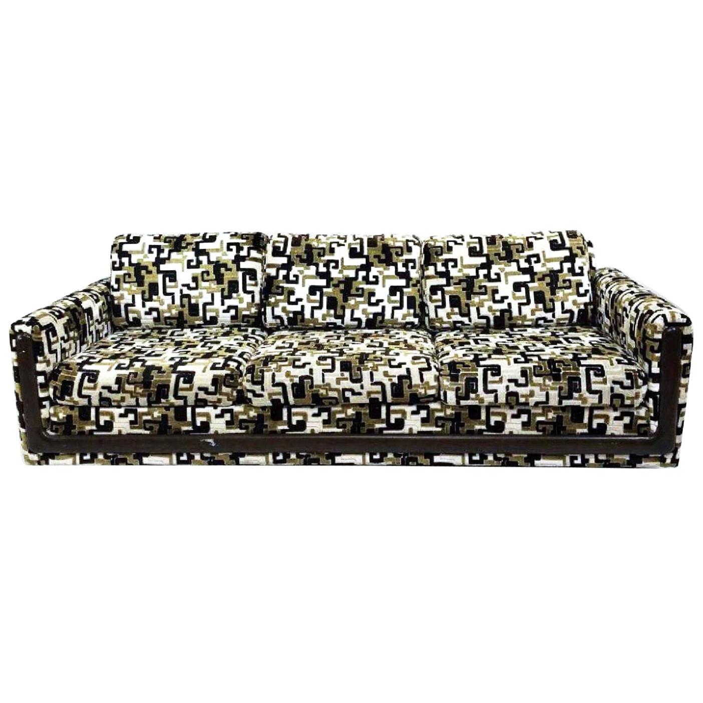 Modern Jack Lenor Larsen Greek Key Velvet Custom Sofa, YEAR-END CLEARANCE