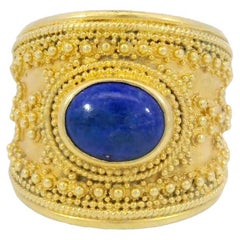 Vintage griechischen Lalaounis Cabochon Lapis hellenistischen Ring in 18K Gold