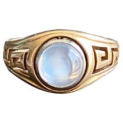 Anello greco vintage con pietra di luna in oro 14K
