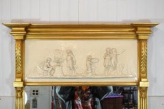 Vintage Greek Neoclassical Style Friedman Brothers Gold Giltwood Trumeau Mirror