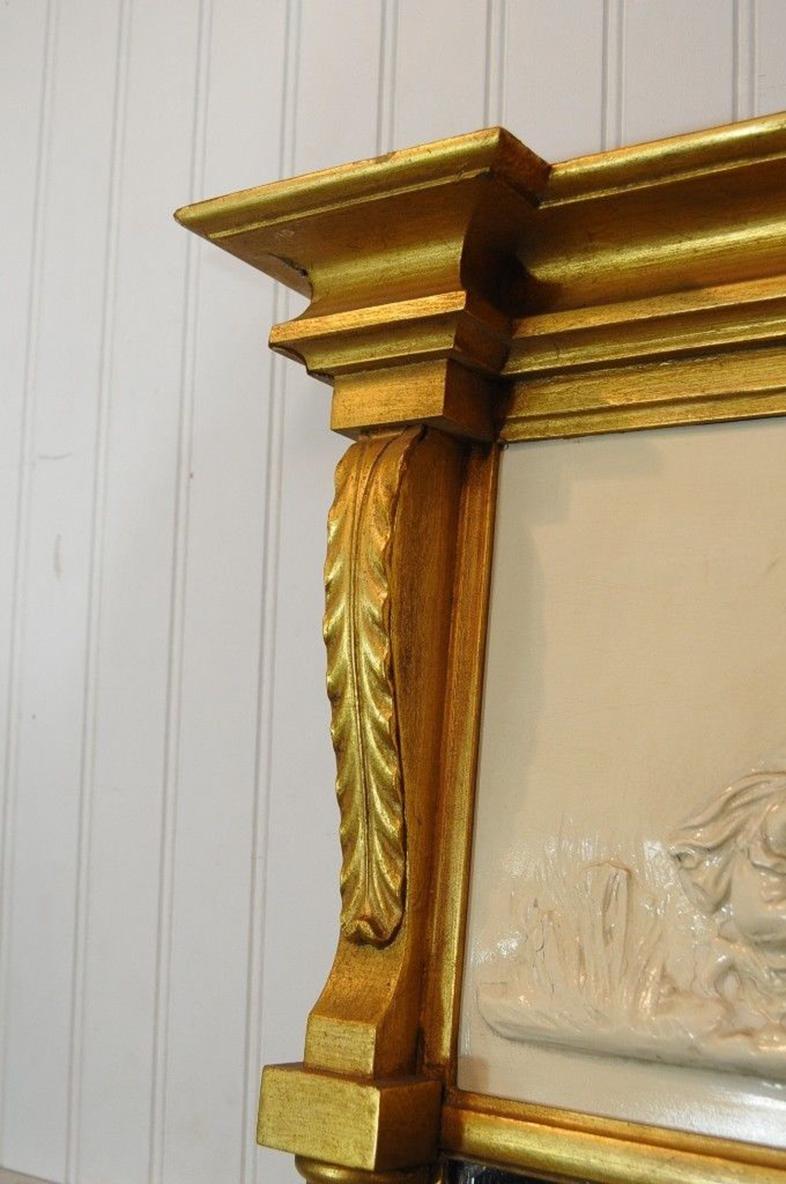 Vintage Greek Neoclassical Style Friedman Brothers Gold Giltwood Trumeau Mirror In Good Condition For Sale In Philadelphia, PA