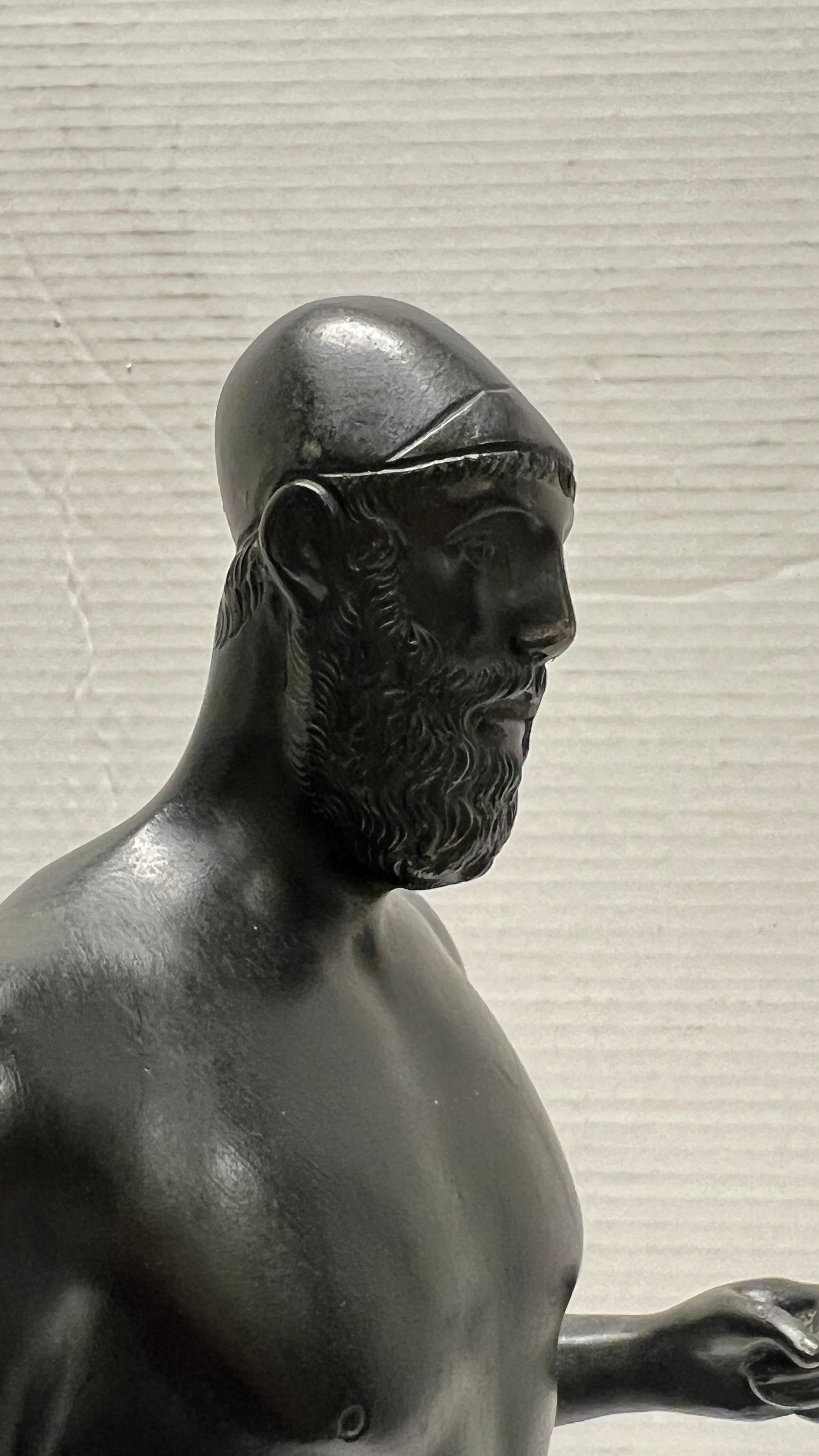 Vintage Greek Raice Warrior Bronze Figurine Sculpture For Sale 5
