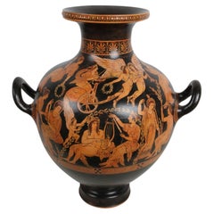 Vintage Greek Red-Figure Ceramic Stamnos Vase Museum Replica, Circa 1980s