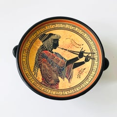 Vintage Greek Reproduction Footed Pottery Bowl