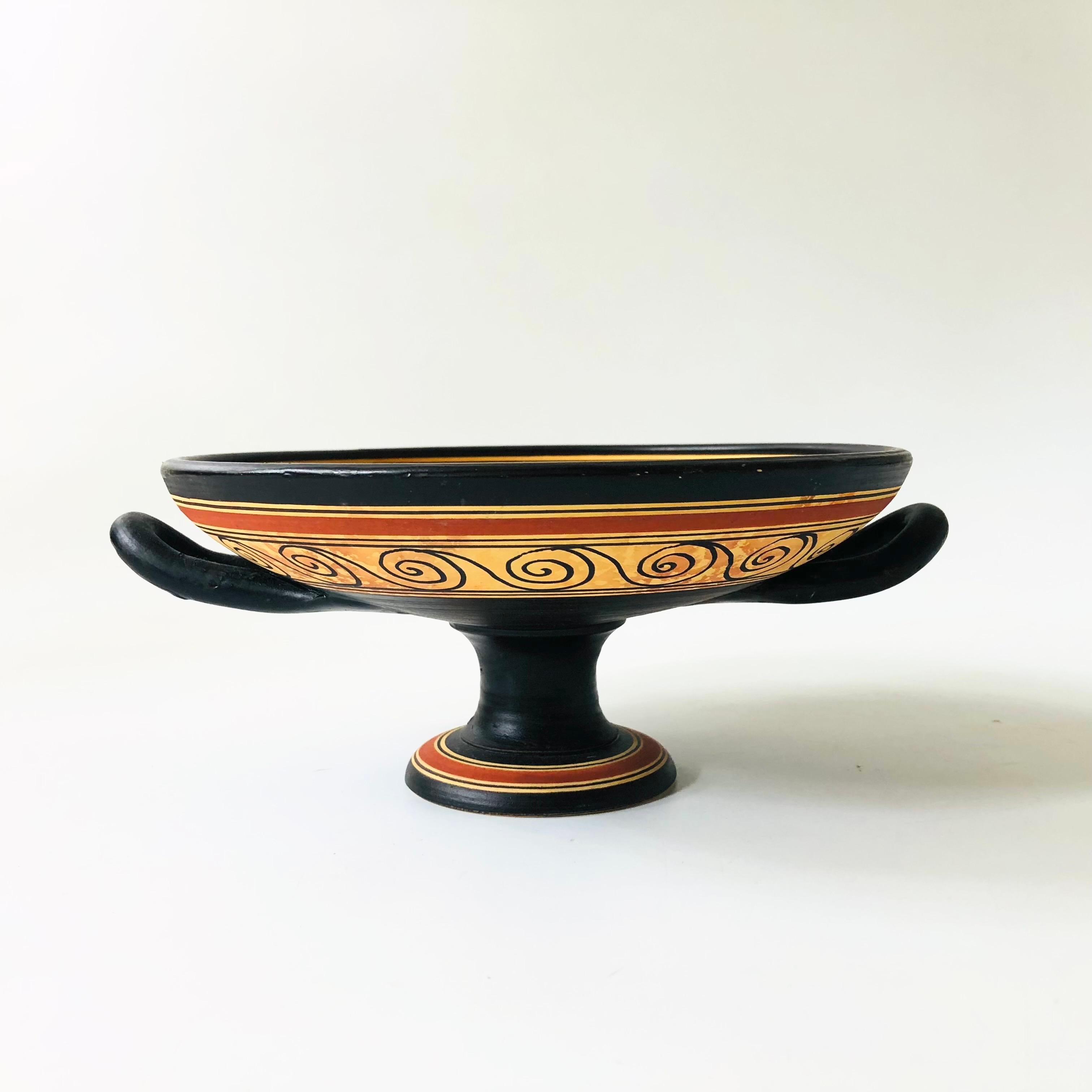 Classical Greek Vintage Greek Reproduction Footed Pottery Bowl