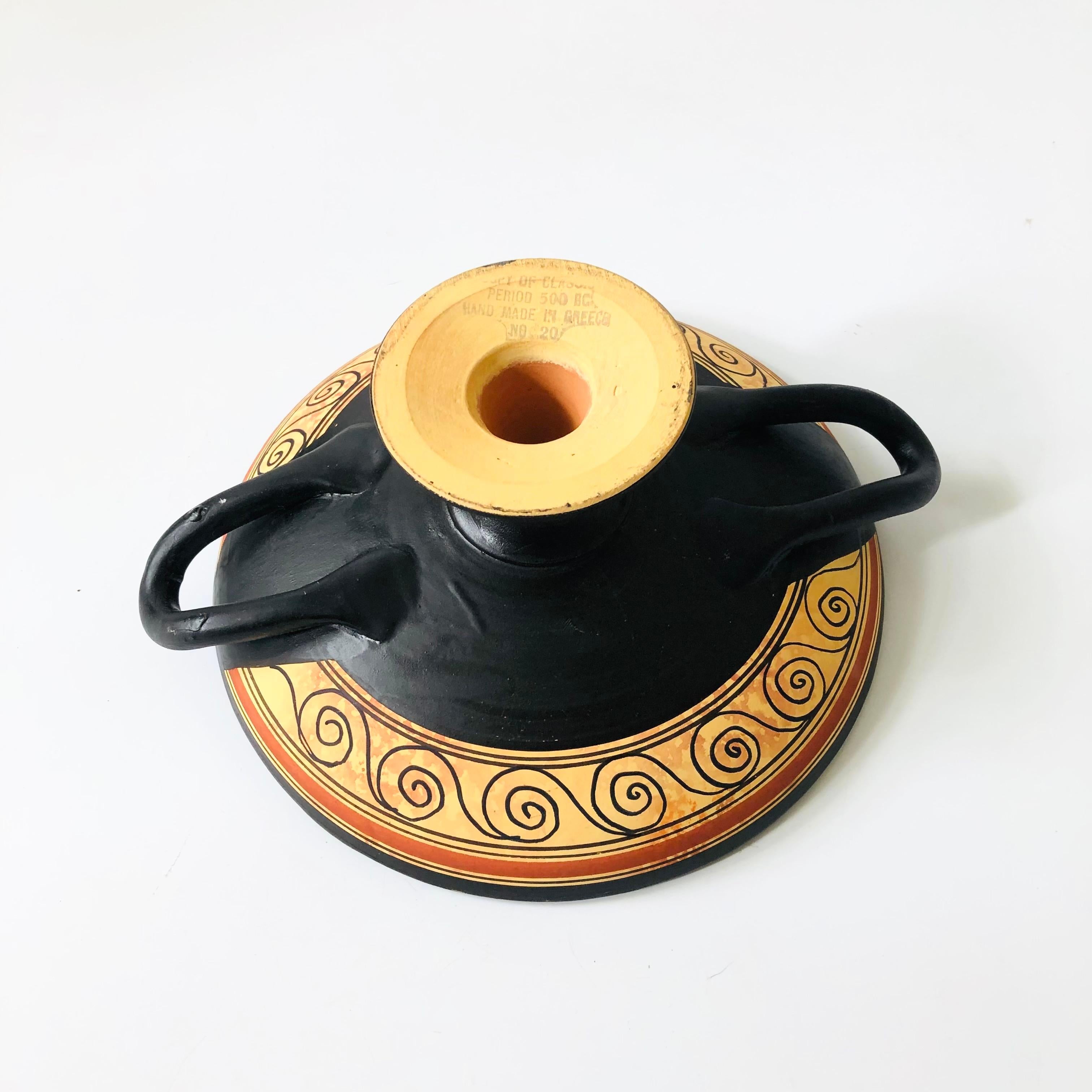 Vintage Greek Reproduction Footed Pottery Bowl 4