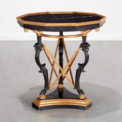 Vintage Greek Revival Octogonal Shaped Marble Top Giltwood Center Table