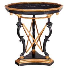 Vintage Greek Revival Octogonal Shaped Marble Top Giltwood Center Table