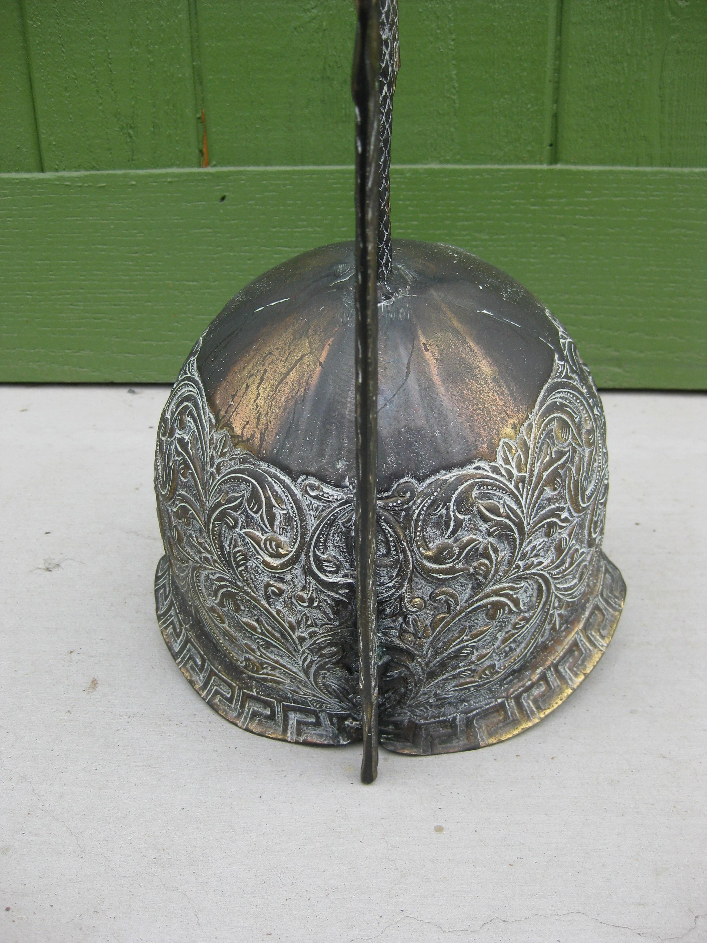 Vintage Greek Roman Decorative Full Size Bronze Handmade Display Helmet Model For Sale 2