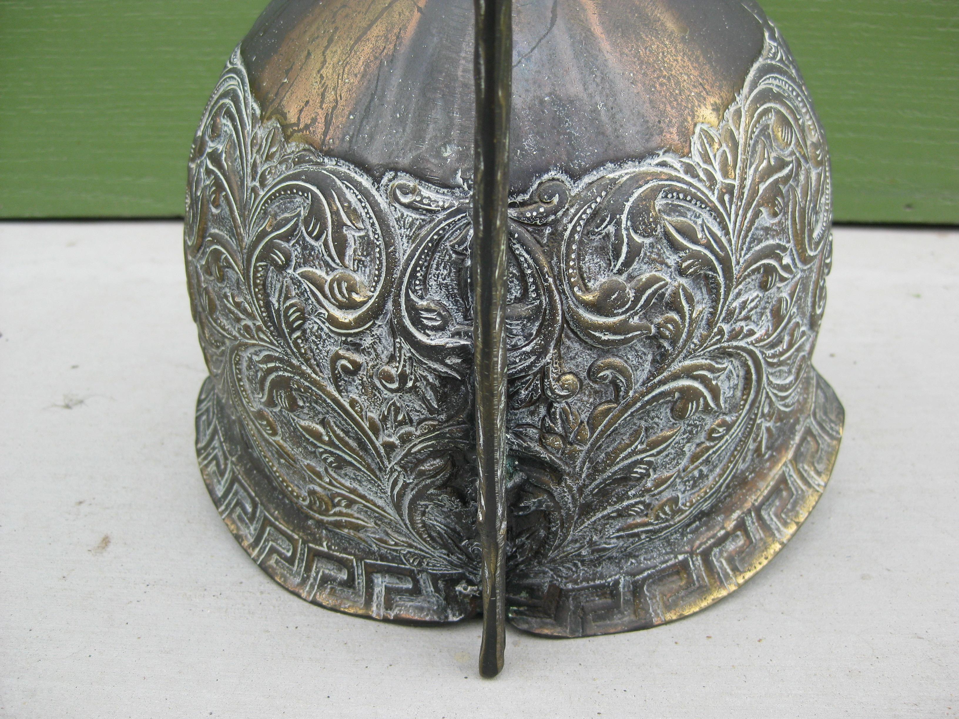Vintage Greek Roman Decorative Full Size Bronze Handmade Display Helmet Model For Sale 3