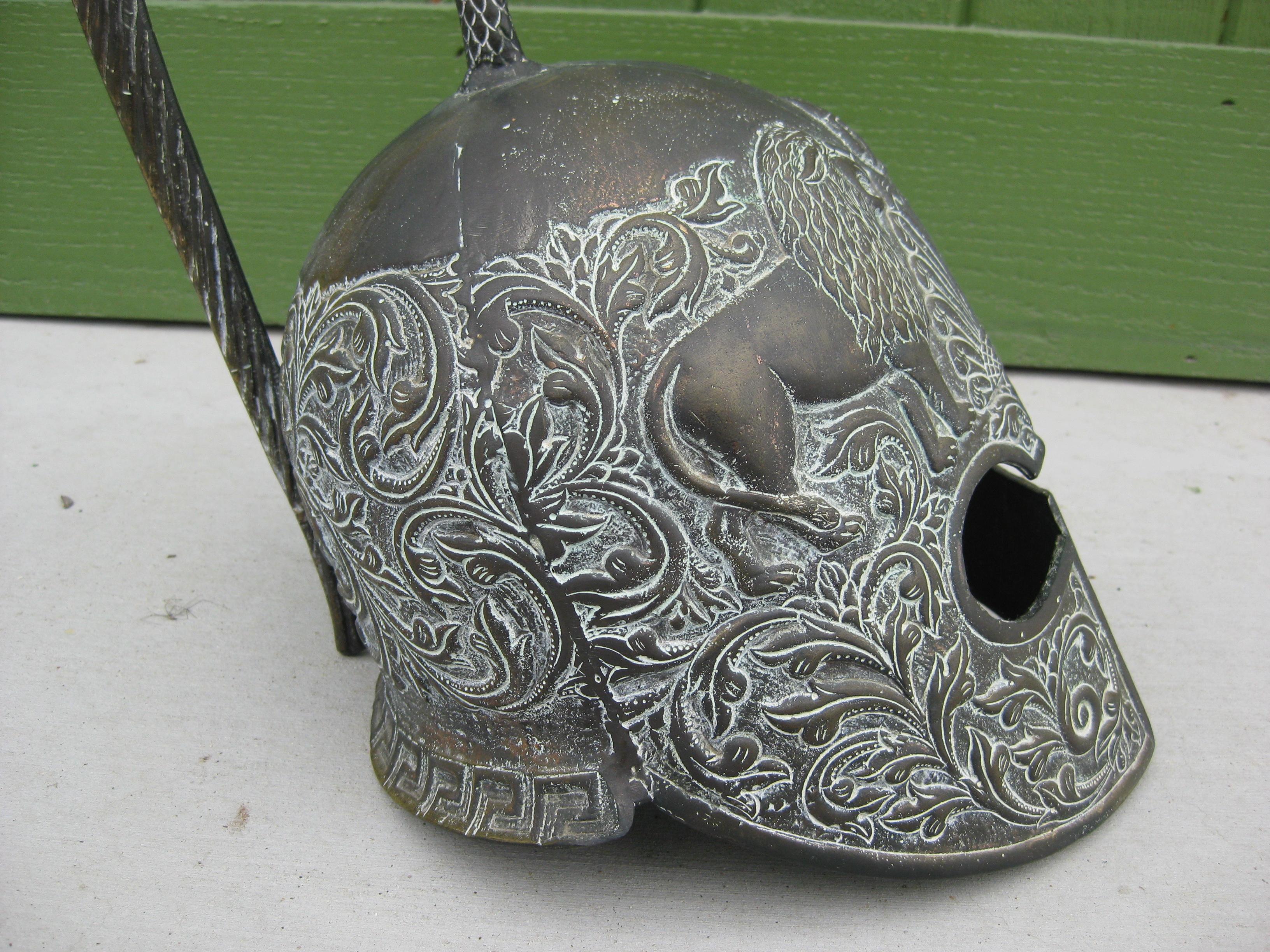 Vintage Greek Roman Decorative Full Size Bronze Handmade Display Helmet Model For Sale 6