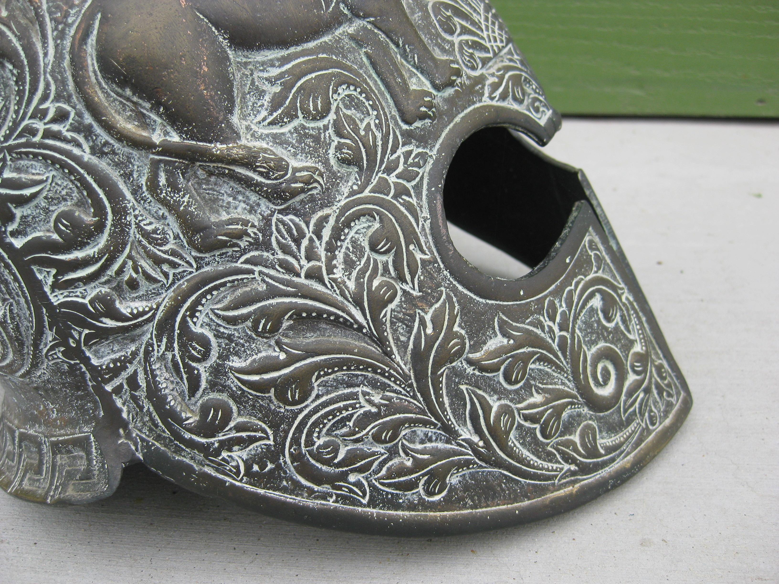 Vintage Greek Roman Decorative Full Size Bronze Handmade Display Helmet Model For Sale 8
