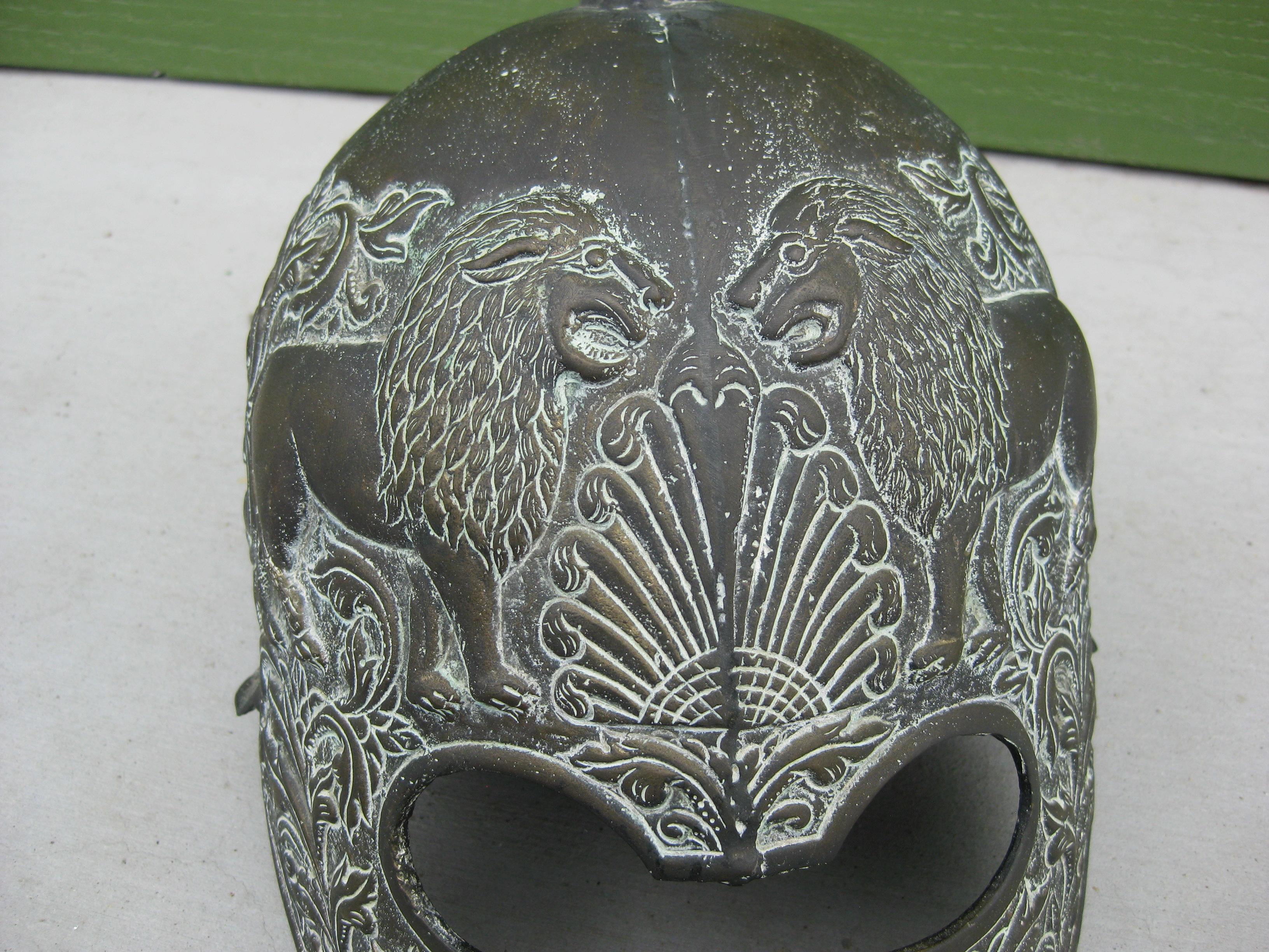 Vintage Greek Roman Decorative Full Size Bronze Handmade Display Helmet Model For Sale 9