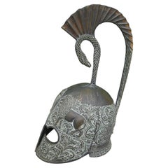 Vintage Greek Roman Decorative Full Size Bronze Handmade Display Helmet Model