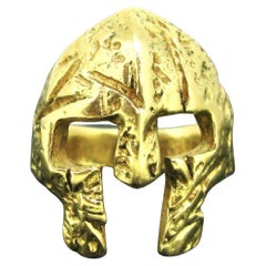 Vintage Greek Spartan Helmet Ring, 18kt Yellow Solid Gold, circa 1970