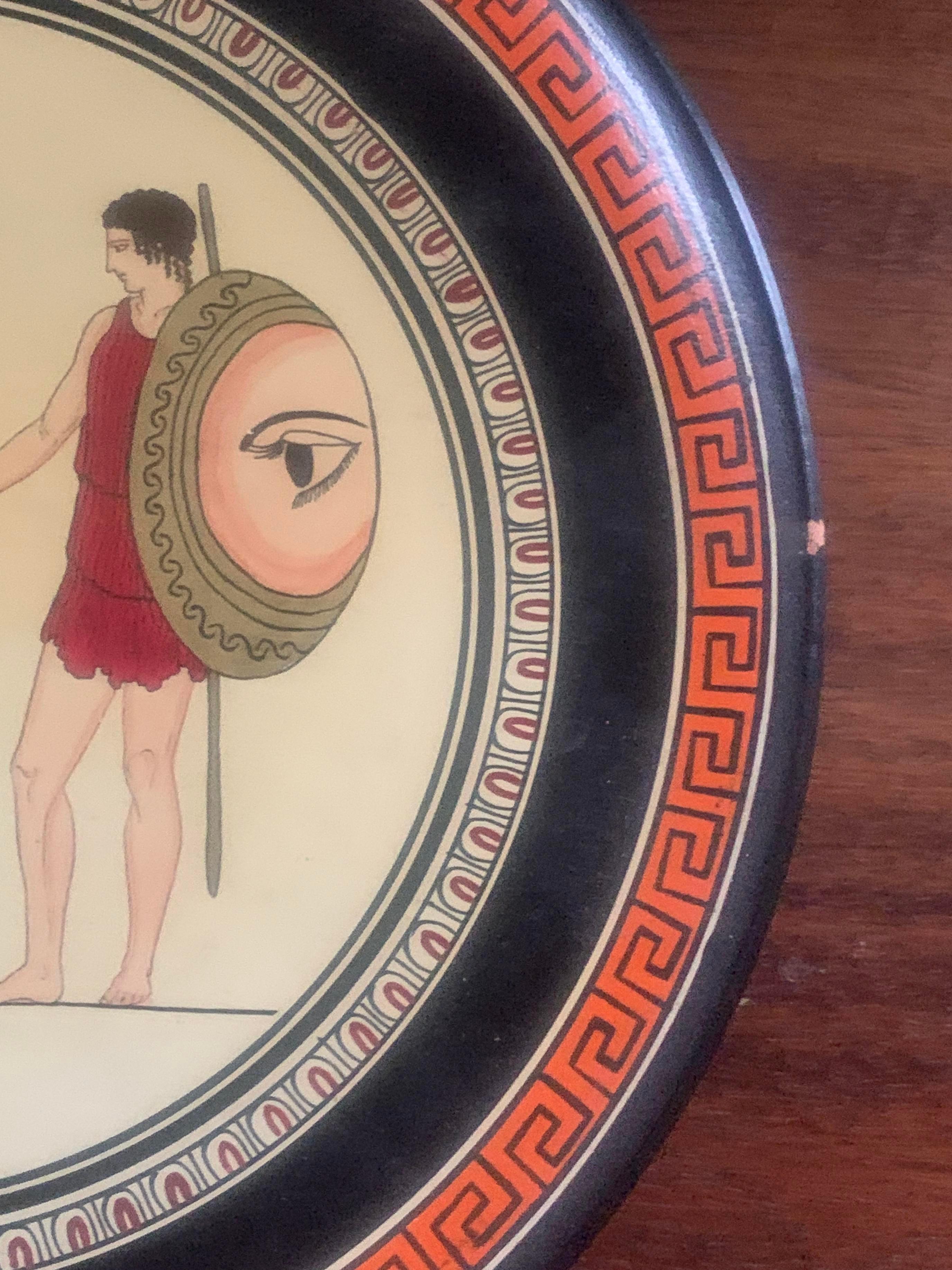Vintage Greek Wall Plate Warrior's Farewell In Good Condition In Elkhart, IN