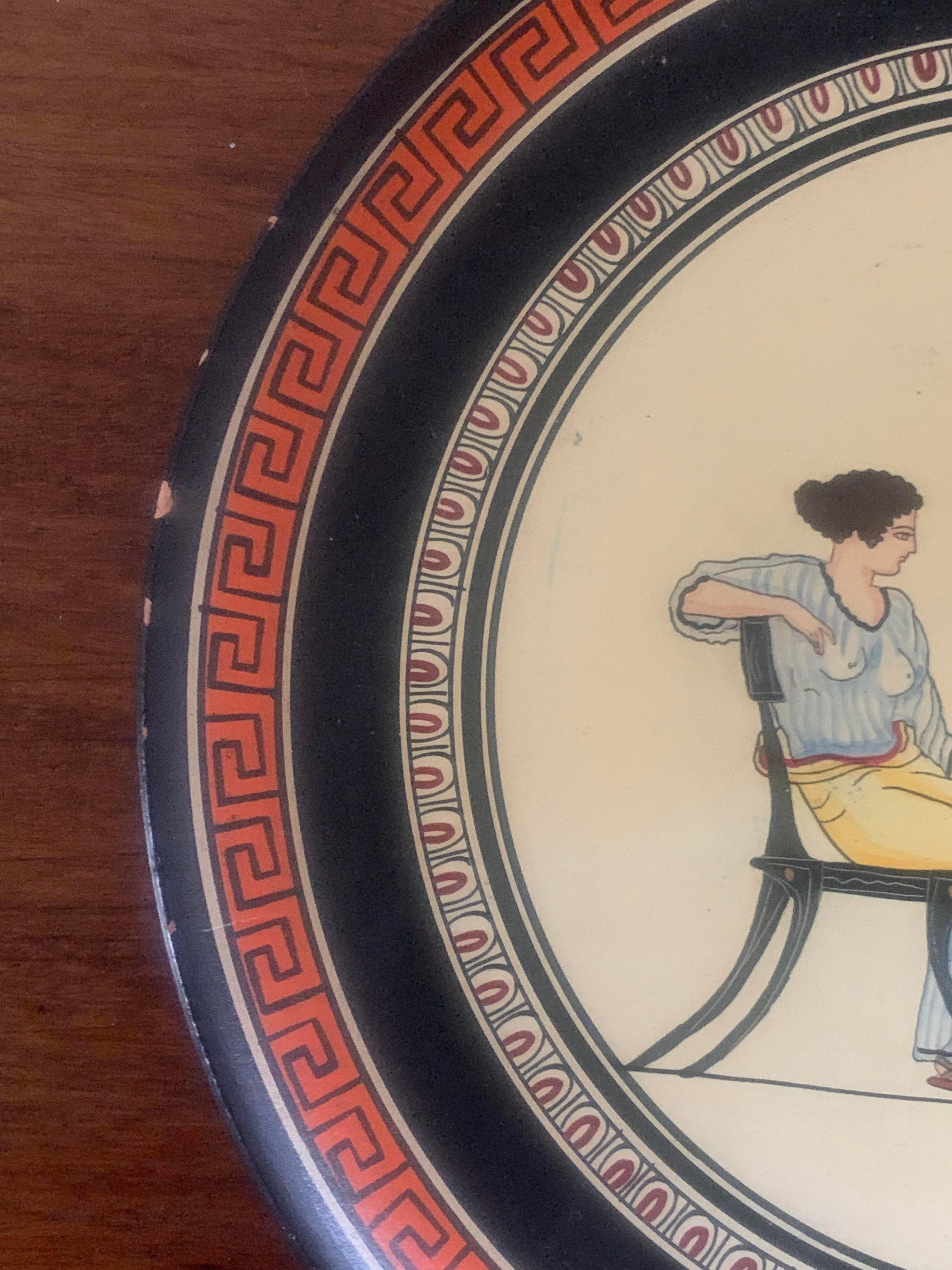Mid-20th Century Vintage Greek Wall Plate Warrior's Farewell