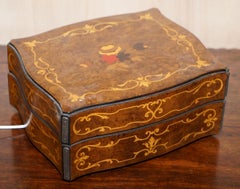 Vintage Green 1950s Telephone Inside Burr Walnut Marquetry Inlaid Box Rare Find