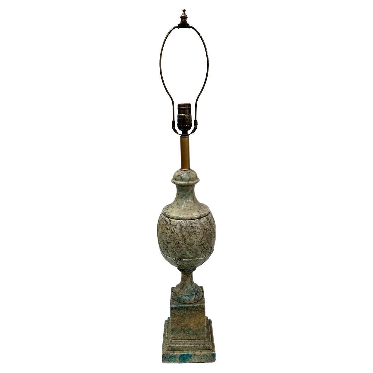 Lampada in alabastro verde vintage in vendita