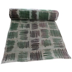 Vintage Green and Black Geometric Pattern Textile Roll