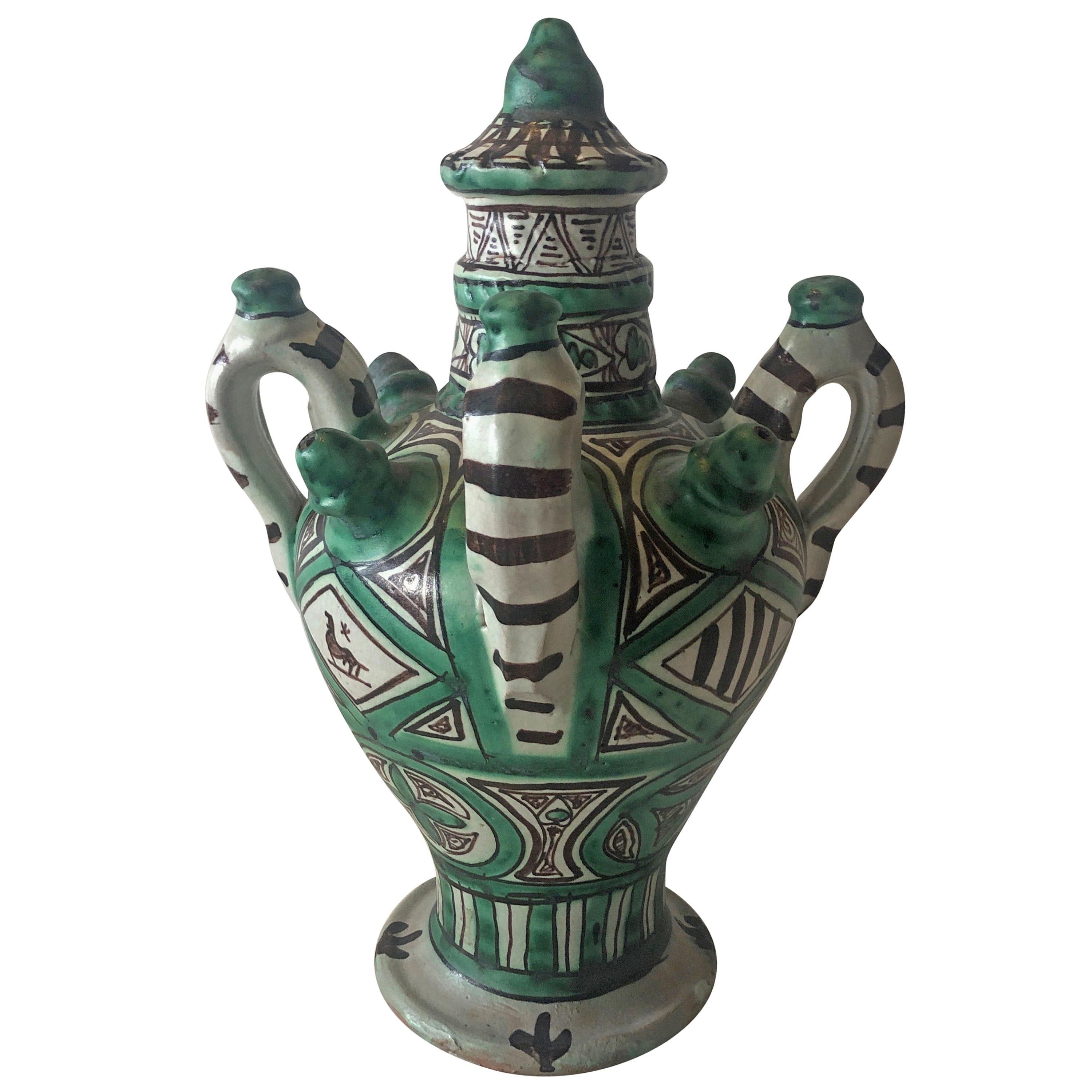 Vintage Green and Black Mexican Art Pottery