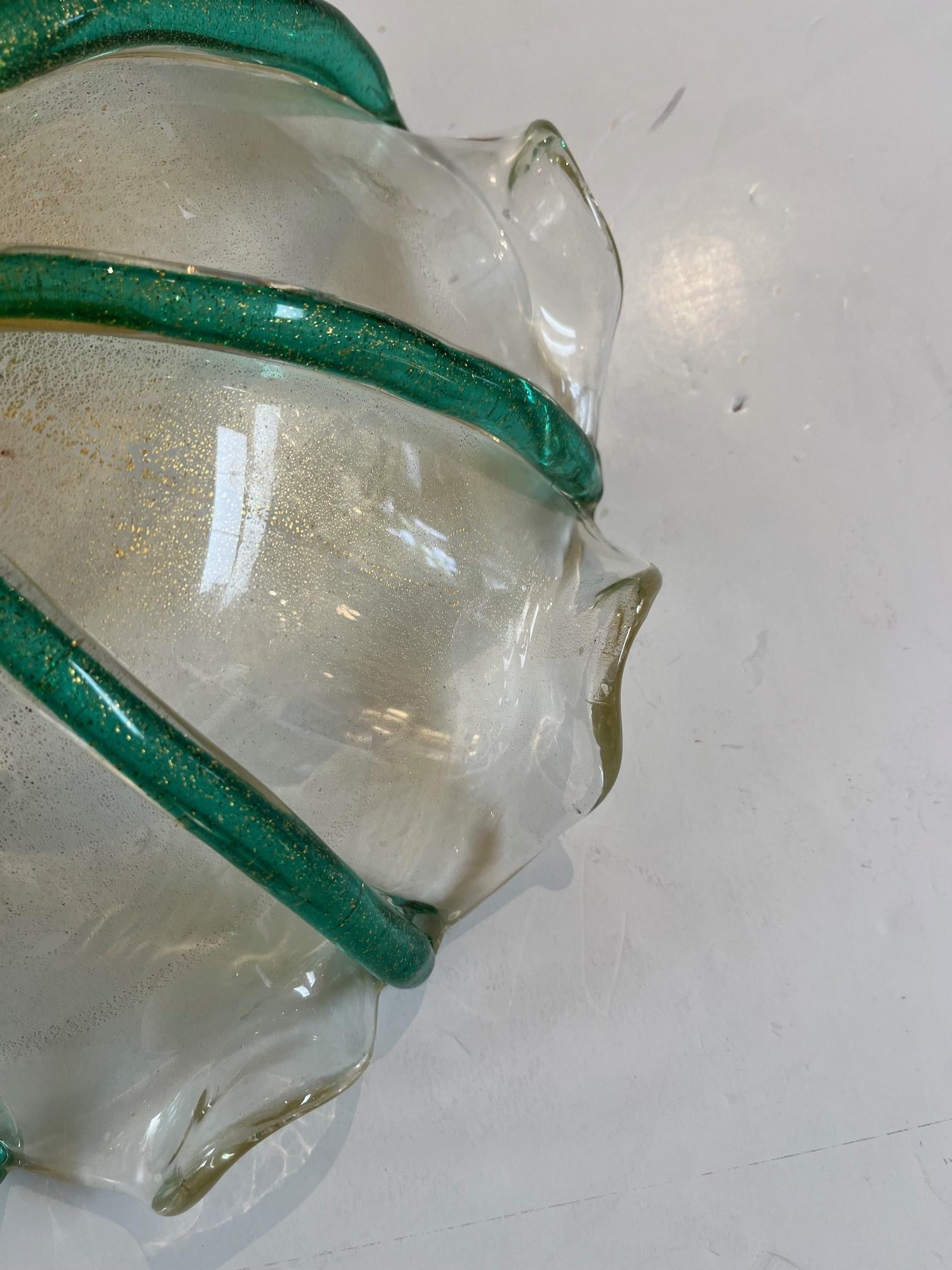 Vintage-Schale aus grünem und klarem Murano-Glas im Angebot 5