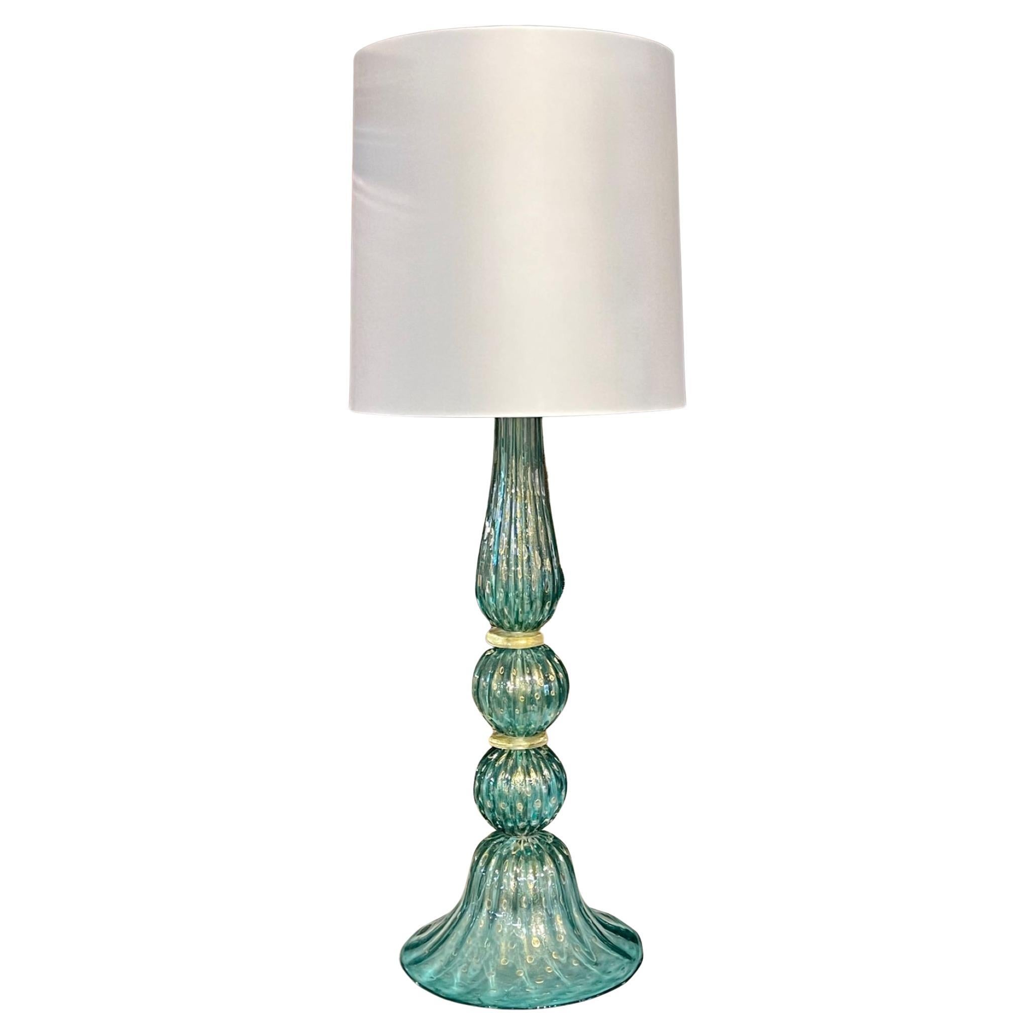 Vintage Green and Gold Murano Glass Lamp