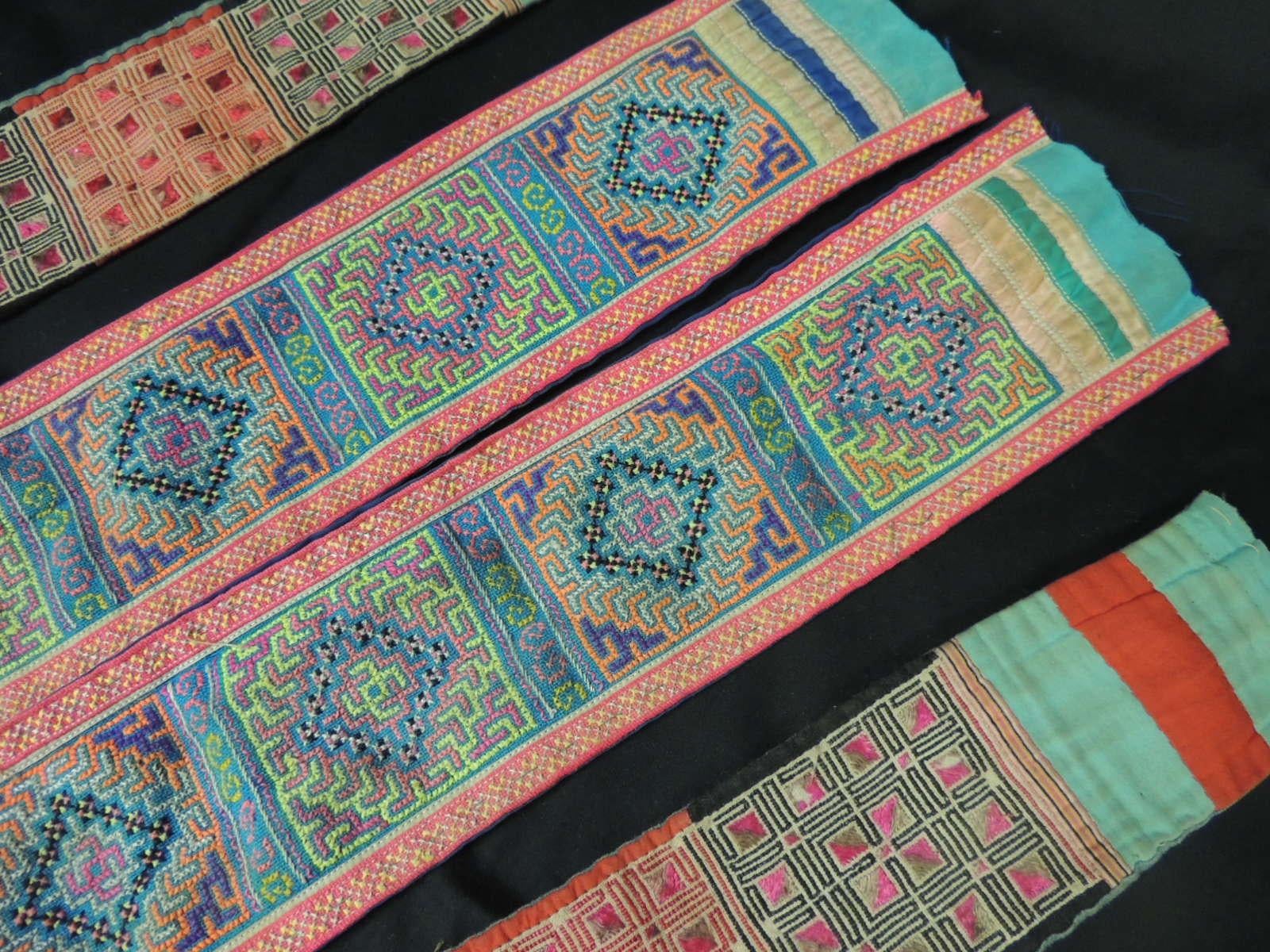 Chinese Vintage Green and Pink Asian Quilted Colorful Decorative Trims