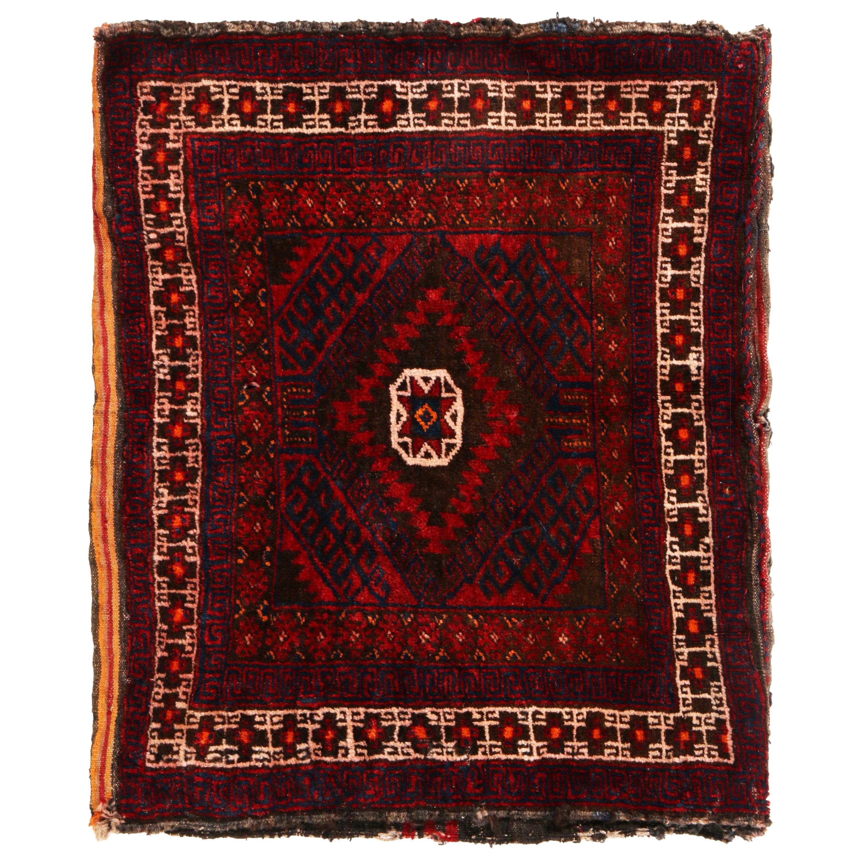 Grüner und roter persischer Wollteppich von Teppich & Kelim