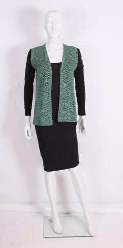 Vintage Green and Silver Crochet Gilet
