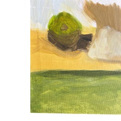 Nature morte expressionniste vintage verte et jaune sur toile - non signée