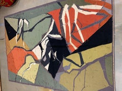 Vintage Green Aubusson Tapestry Panel, 4' x 5'10 Hand-Woven Wool, 20th Century