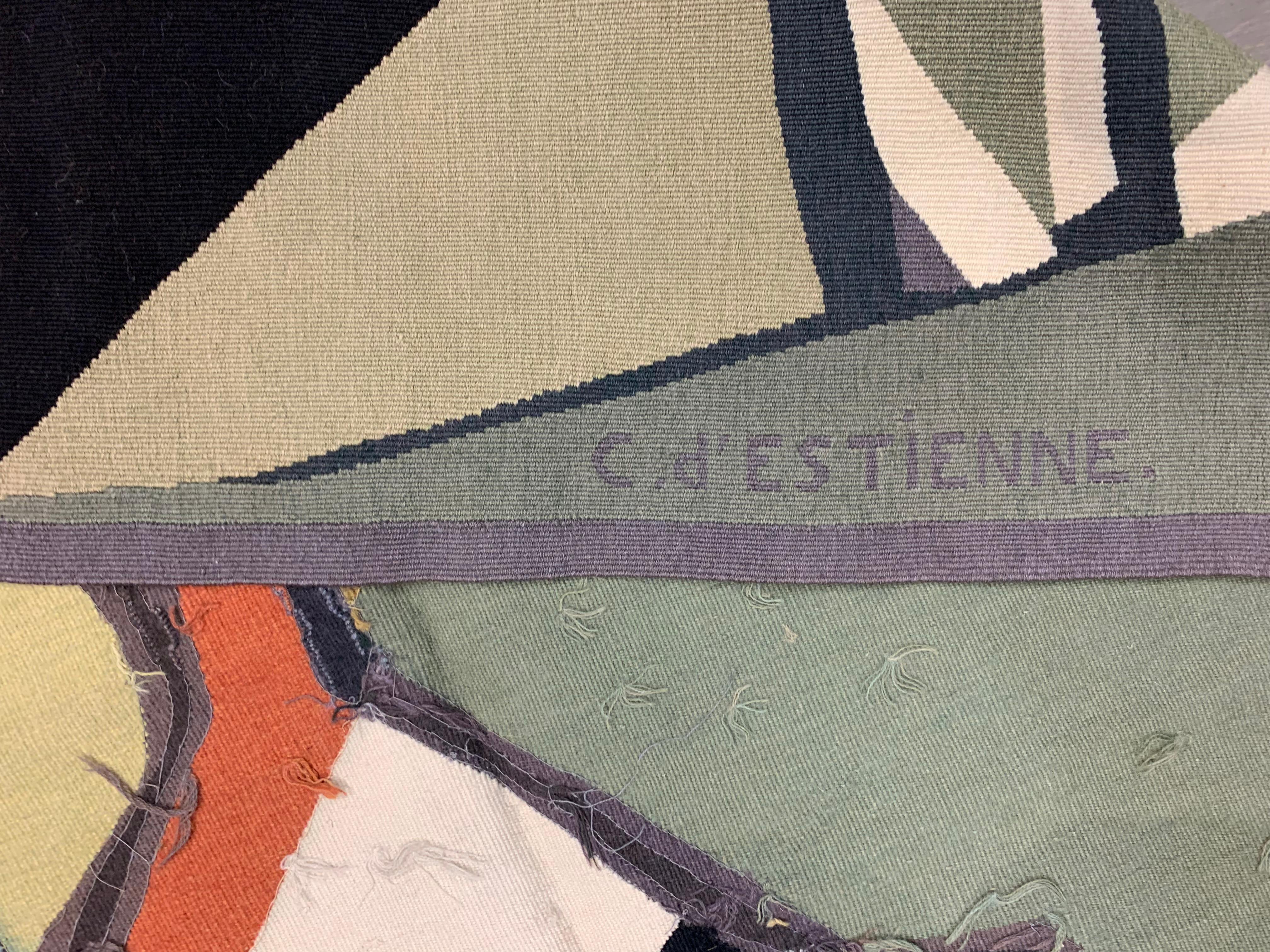 Panneau de tapisserie vert d'Aubusson, 4' x 5'10 Bon état - En vente à New York, NY