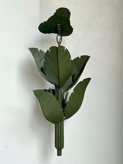 Vintage Green Banana Leaf Six Arm Chandelier