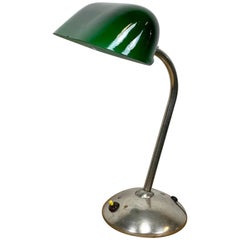 Vintage Green Bank Lamp, 1930s