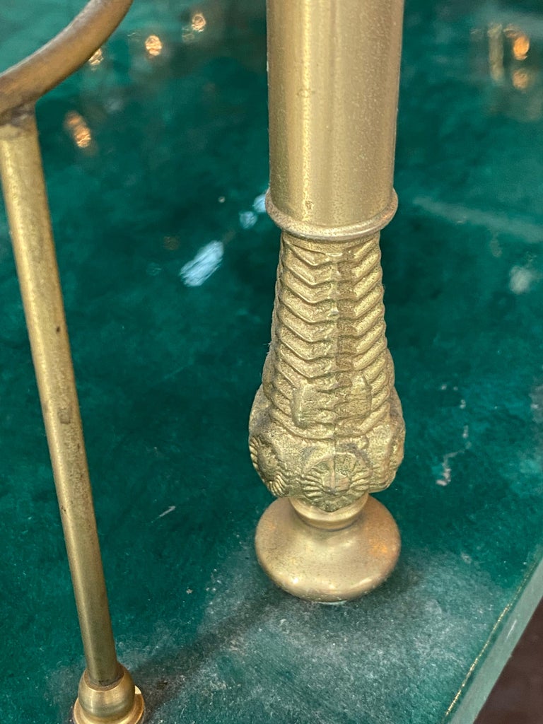 Vintage Green Bar Cart with Brass Hardware For Sale at 1stDibs