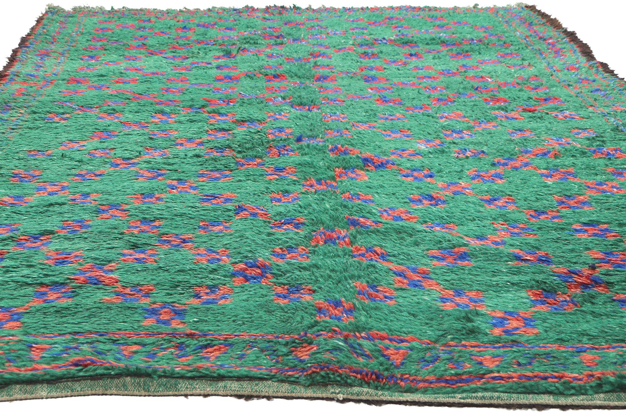 Tribal Vintage Green Beni MGuild Moroccan Rug For Sale