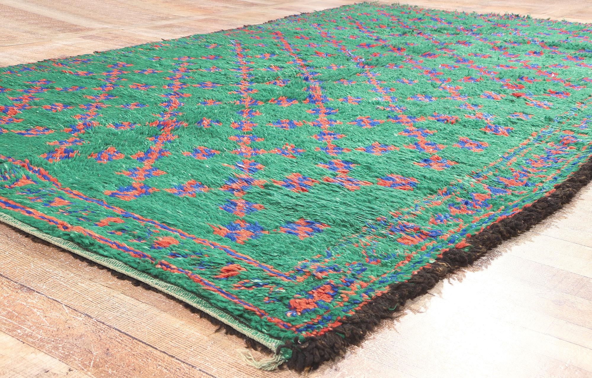 Wool Vintage Green Beni MGuild Moroccan Rug For Sale