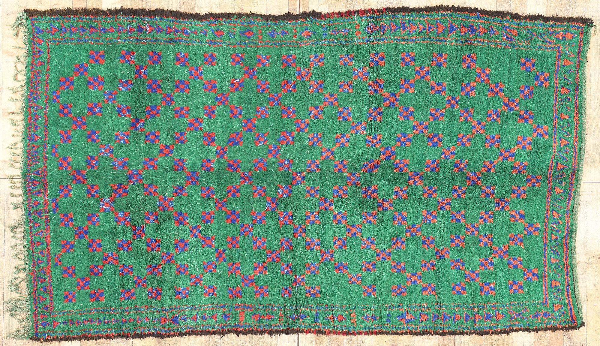 Vintage Grüner Beni MGuild Marokkanischer Teppich im Angebot 1