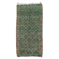 Vintage Green Beni MGuild Moroccan Rug, Cozy Nomad Meets Tribal Enchantment